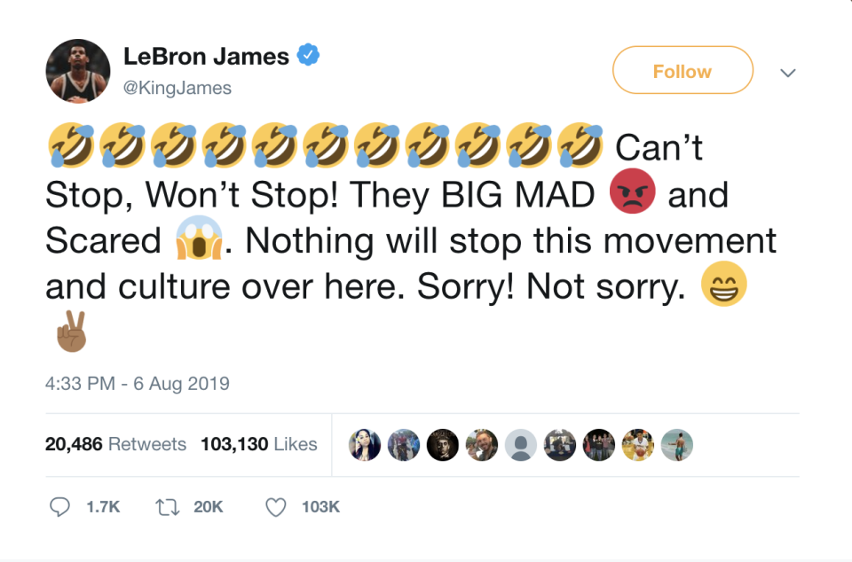 Lebron tweet