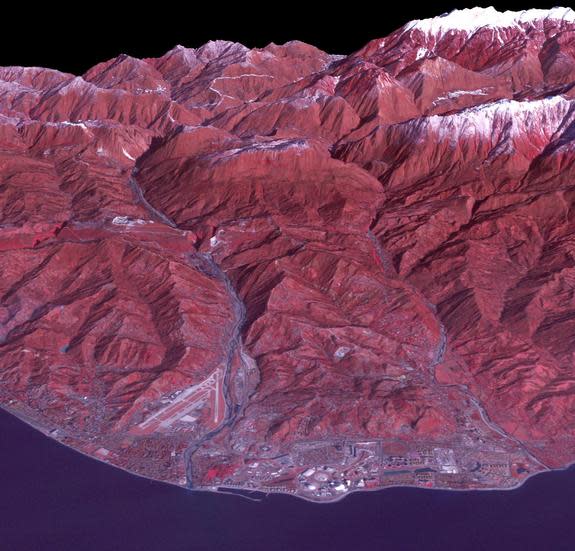 The Black Sea resort of Sochi, Russia, is the warmest city ever to host the Winter Olympic Games, which open on Feb. 7, 2014, and run through Feb. 23. This north-looking image, acquired on Jan. 4, 2014, by the Advanced Spaceborne Thermal Emissi