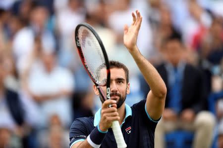 Tennis - Aegon Championships - Queen’s Club, London, Britain - June 24, 2017 Croatia's Marin Cilic celebrates after winning his match against Luxembourg's Gilles Muller during the semi finals Action Images via Reuters/Tony O'Brien