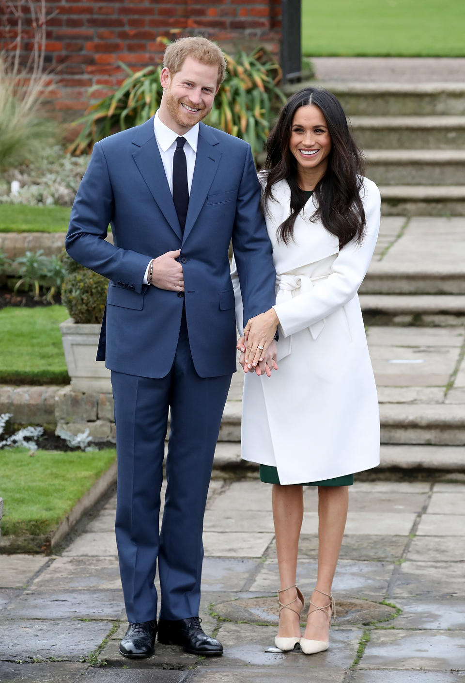 Meghan was given a ring that featured a central stone from Botswana with two stones either side from Diana's collection. Photo: Getty
