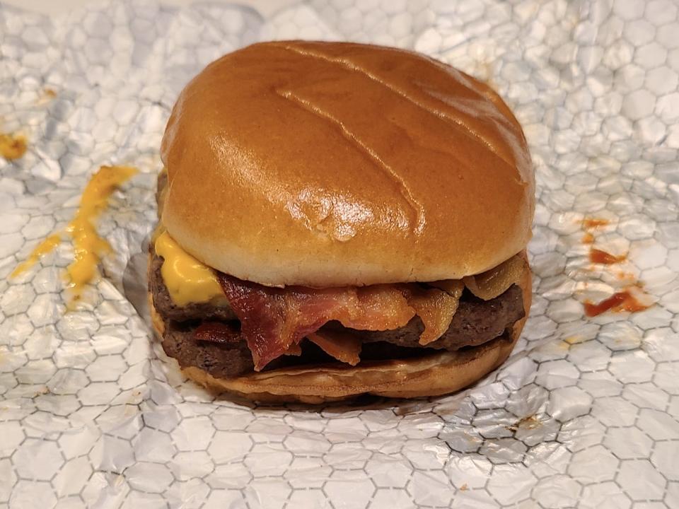 wendys baconator on white wrapper