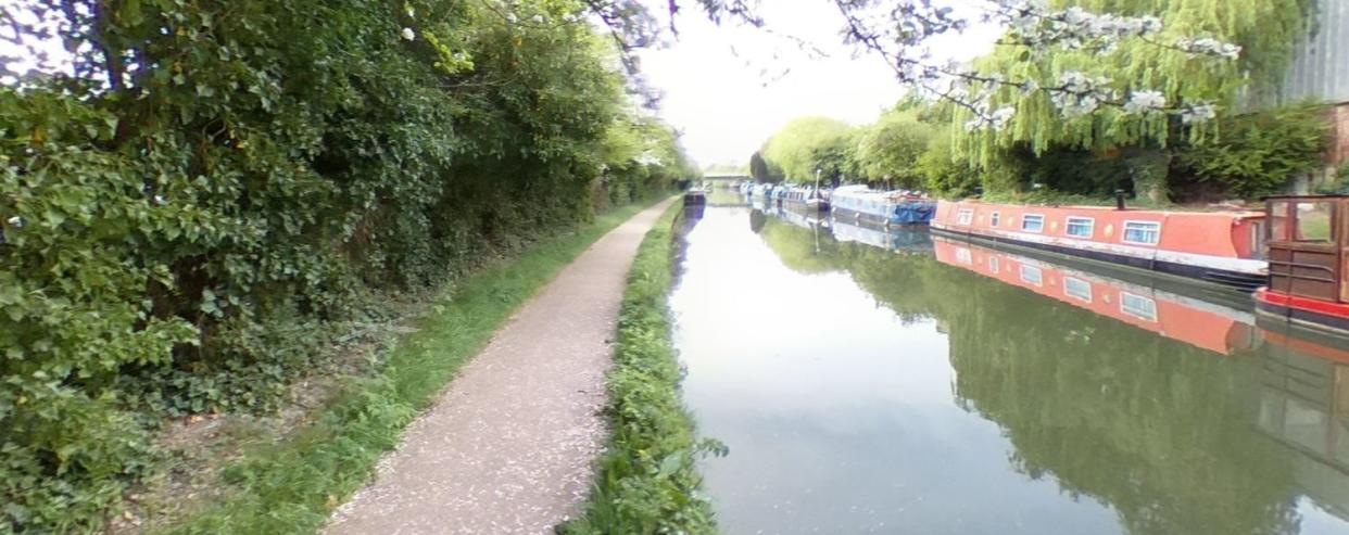 A picture shows the canal towpath where a police officer tackled Daniel Khalife off his bike and then arrested, ending a 75-hour nationwide manhunt (Google Maps)