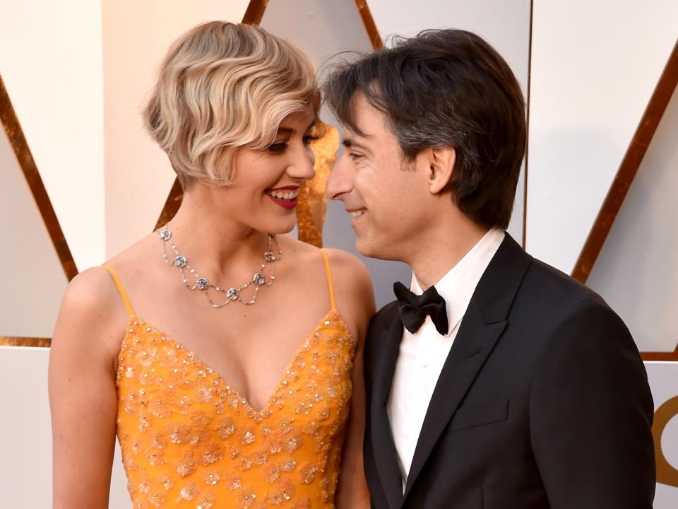 Greta Gerwig (L) and Noah Baumbach attend the 90th Annual Academy Awards at Hollywood & Highland Center on March 4, 2018 in Hollywood, California