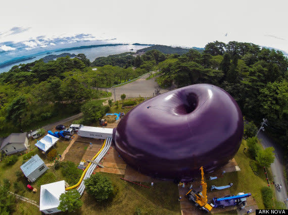 From the outside it resembles a giant, plushy purple jelly bean, and on the inside it looks more like a glowing, colored seashell. But this balloon-like form is actually the world's first inflatable concert hall, entitled "Ark Nova." Iconic British sculptor Anish Kapoor and Japanese architect Arata Isozaki teamed up to create the structure, meant to tour through areas of Japan affected by the 2011 earthquake and tsunami. It's a novel idea that could make for an innovative design strategy in many other fields.<br>  "I am honored to have been asked to design Ark Nova for the Tohoku area," Kapoor states on the Ark Nova site. "The structure defines a space for community and for music in which color and form enclose. I hope that the devastation can be overcome by creativity. Music can give solace and bring community together and in so doing can help us to see we are not alone."