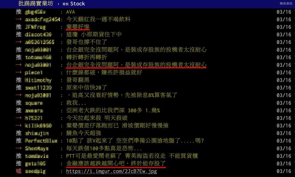 金融股今日內外利空夾擊走跌，是否是存股時機成為網友熱議話題（圖／翻攝自PTT）