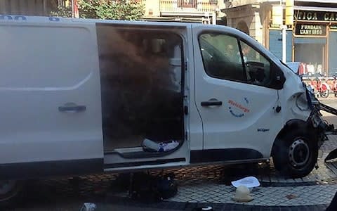 The hired van used in the Las Ramblas attack