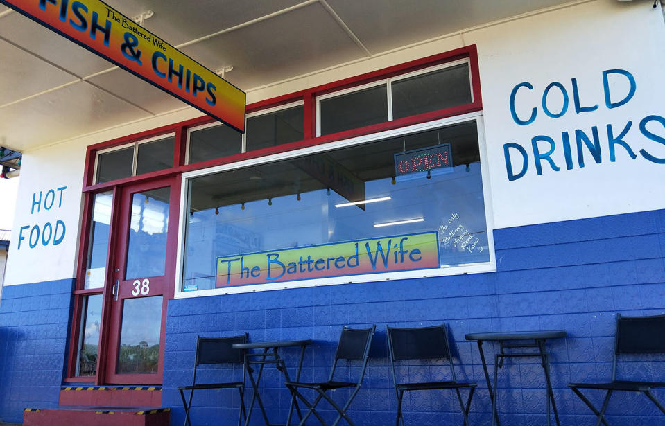 Queensland Innisfail woman Carolyn Kerr called fish and chip shop The Battered Wife to make a stand against domestic violence.