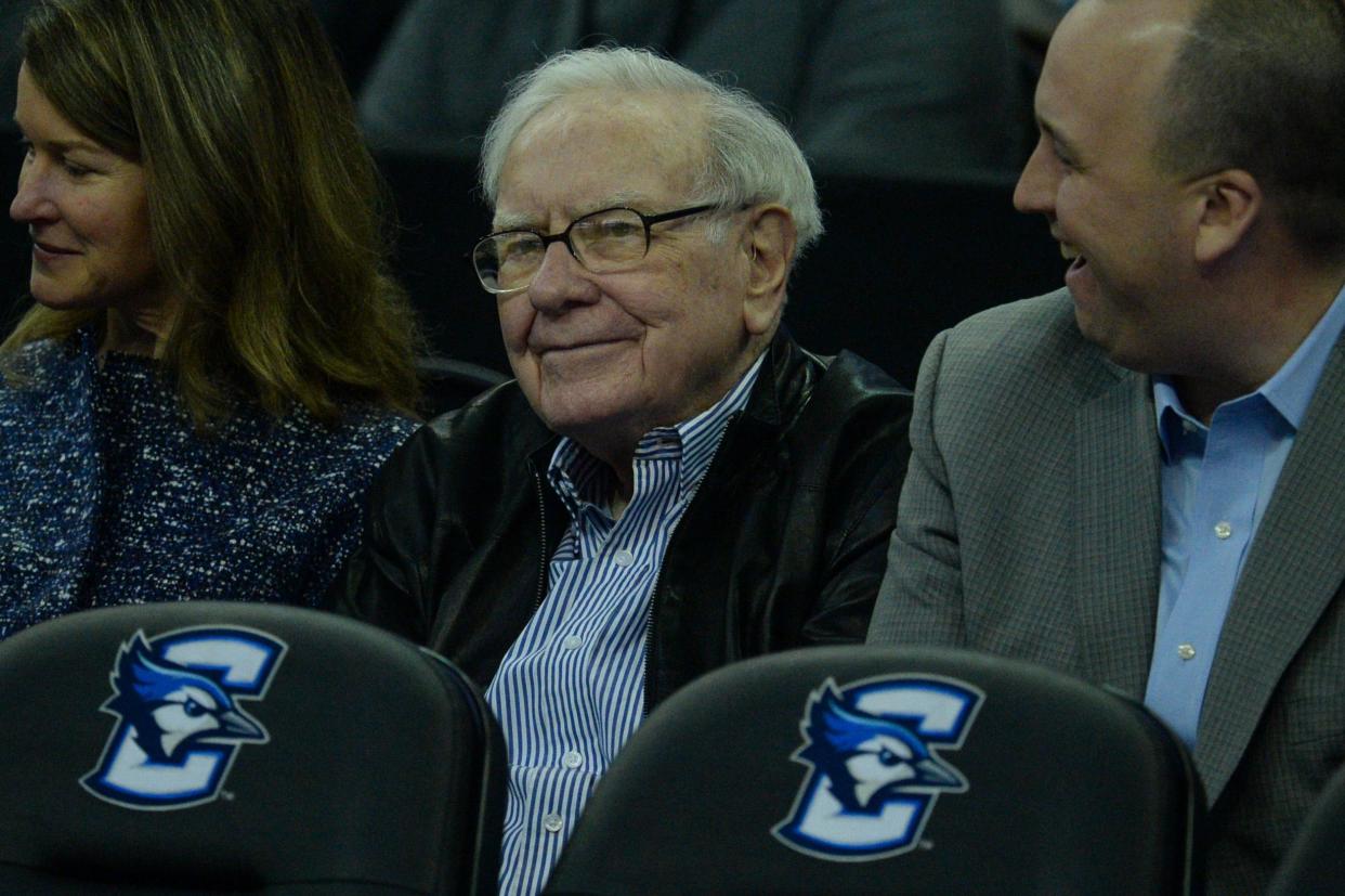 Omaha businessman Warren Buffett watches a game between Creighton and Villanova on Jan. 7, 2020.