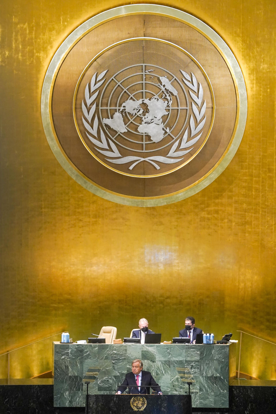 United Nations Secretary-General Antonio Guterres addresses the 77th session of the General Assembly at U.N. headquarters Tuesday, Sept. 20, 2022. (AP Photo/Mary Altaffer)