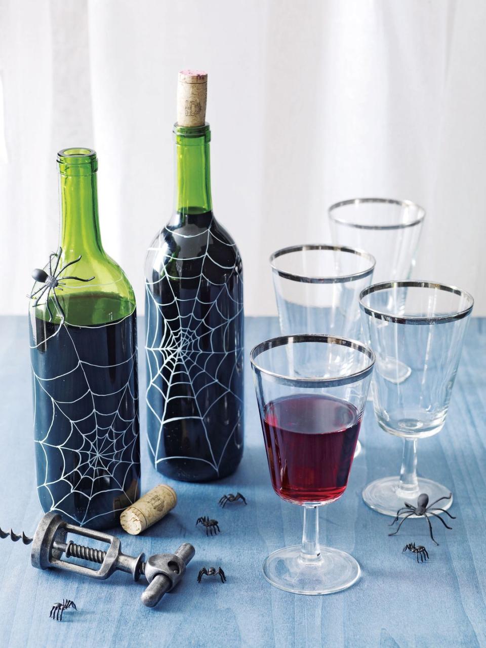 Spiderweb Wine Bottles