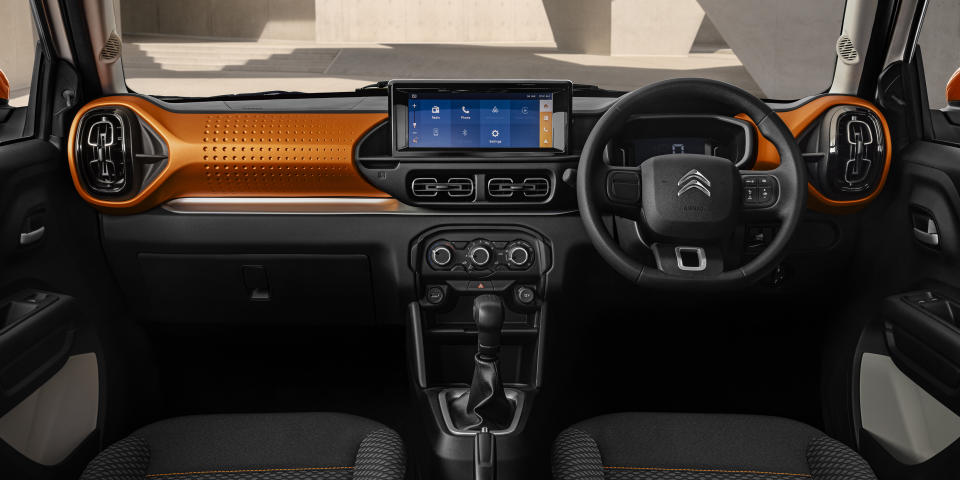 A large 10-inch touchscreen gives the C3’s interior a modern feel