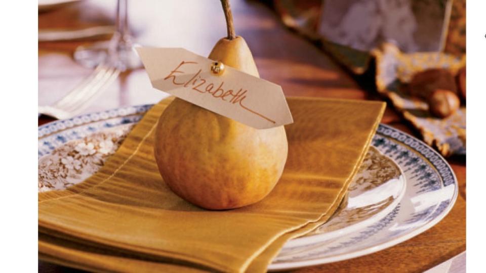 pear place card thanksgiving table settings