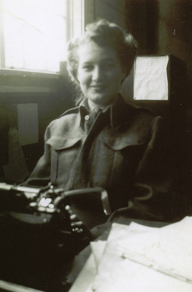<p class="MsoNormal"><span>Private Kate Hughes Clendenning; taken during basic training in Kitchener, Ontario, 1944. Photo courtesy of <a href="http://www.thememoryproject.com/stories/849:kate-hughes-clendenning/" rel="nofollow noopener" target="_blank" data-ylk="slk:Historica-Dominion Institute;elm:context_link;itc:0;sec:content-canvas" class="link ">Historica-Dominion Institute</a>. </span></p><p class="MsoNormal"> </p> <p class="MsoNormal"><span><br></span></p>