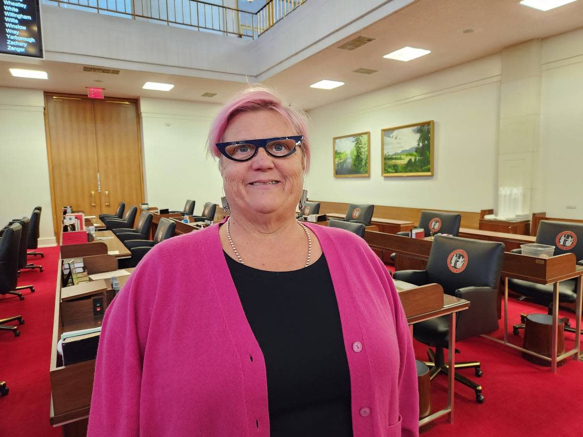 Rep. Allison Dahle, a Wake County Democrat, pictured on the North Carolina House of Representatives floor after a session on Tuesday, Oct. 18, 2022. Dawn B. Vaughan/dvaughan@newsobserver.com