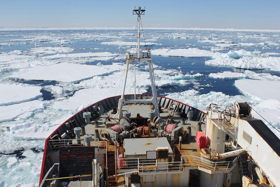 The research ship James Clark Ross in the Weddell Sea, January 2012.