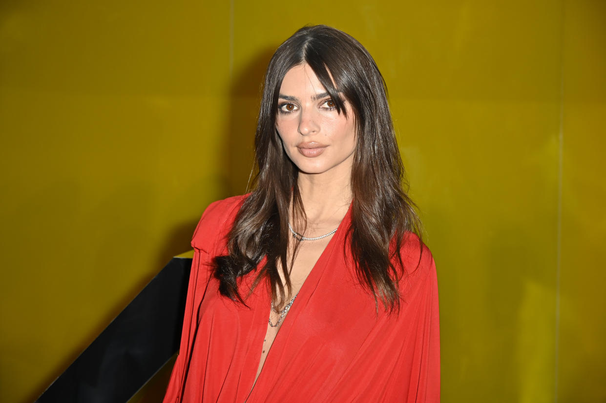 Emily Ratajkowski danced in the street sharing that she's looking at 'stepfather applications' in her direct messages. (Photo: Kristy Sparow/Getty Images)