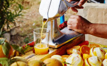 <p>For religious reasons, many Moroccans do not consume alcohol. Instead, fresh juices are a common drink readily available in souks and restaurants. Here, a man squeezes fresh orange juice at his stand just outside Bab al Anser, the east gate of the medina.</p>