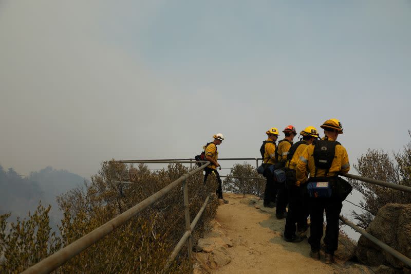 Firefighters during the Bobcat Fire in Los Angeles