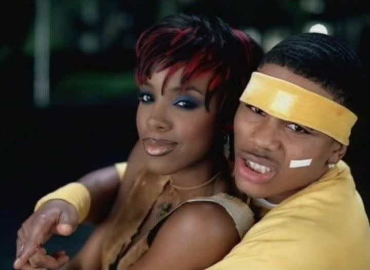 Closeup of Kelly Rowland and Nelly