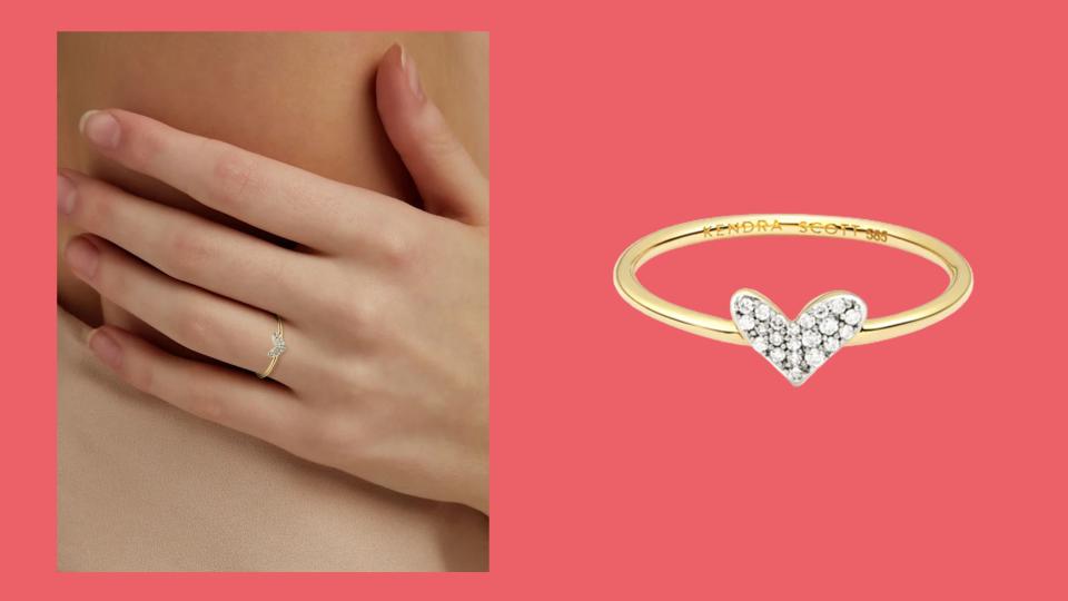 Best jewelry gifts for Mother’s Day: Kendra Scott Heart 14k gold band ring in white diamond