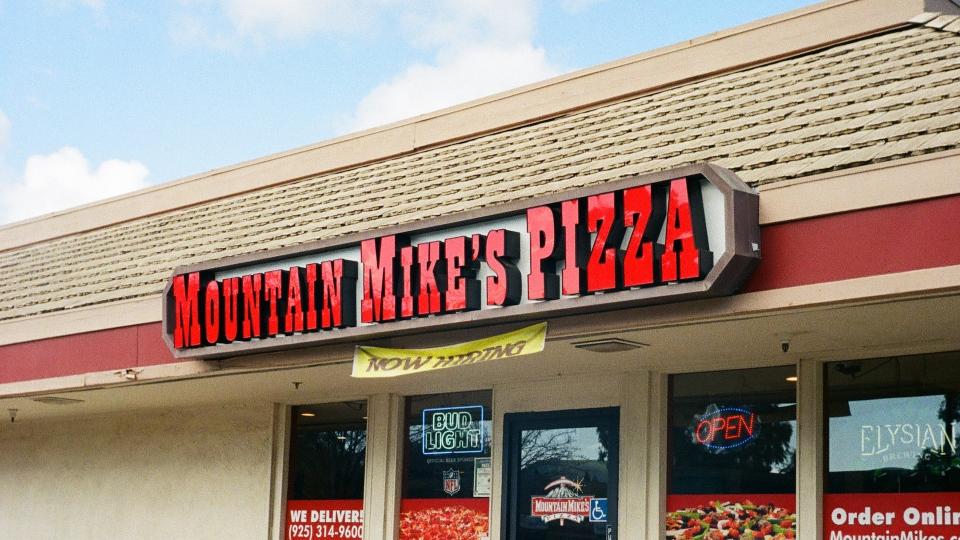 San Ramon, California, United States - February 01, 2019:  Facade of Mountain Mike's pizza restaurant in San Ramon, California, February, 2019.