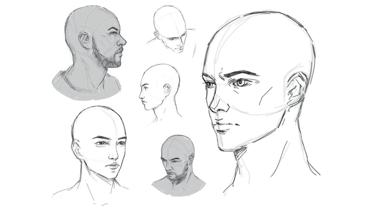  Rough drawings of heads 