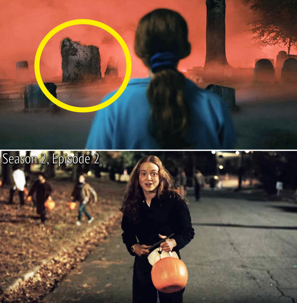 Max and the Myers headstone; Judith Myers in "Halloween"