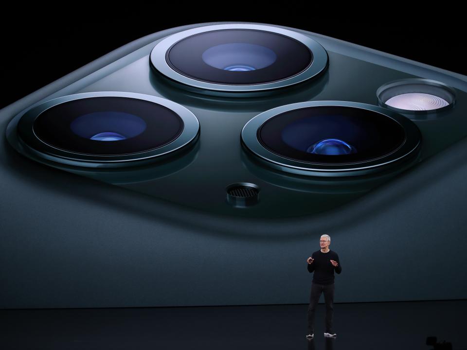 Apple CEO Tim Cook unveils the iPhone 11 Pro during  the 2019 event in Cupertino, California (Getty Images)