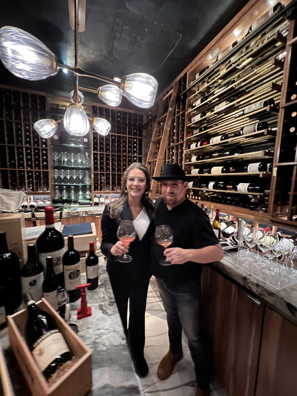 Master Sommelier Lindsay Geddes & Matthew Kaner at Carversteak<p>Courtesy of Matthew Kaner</p>