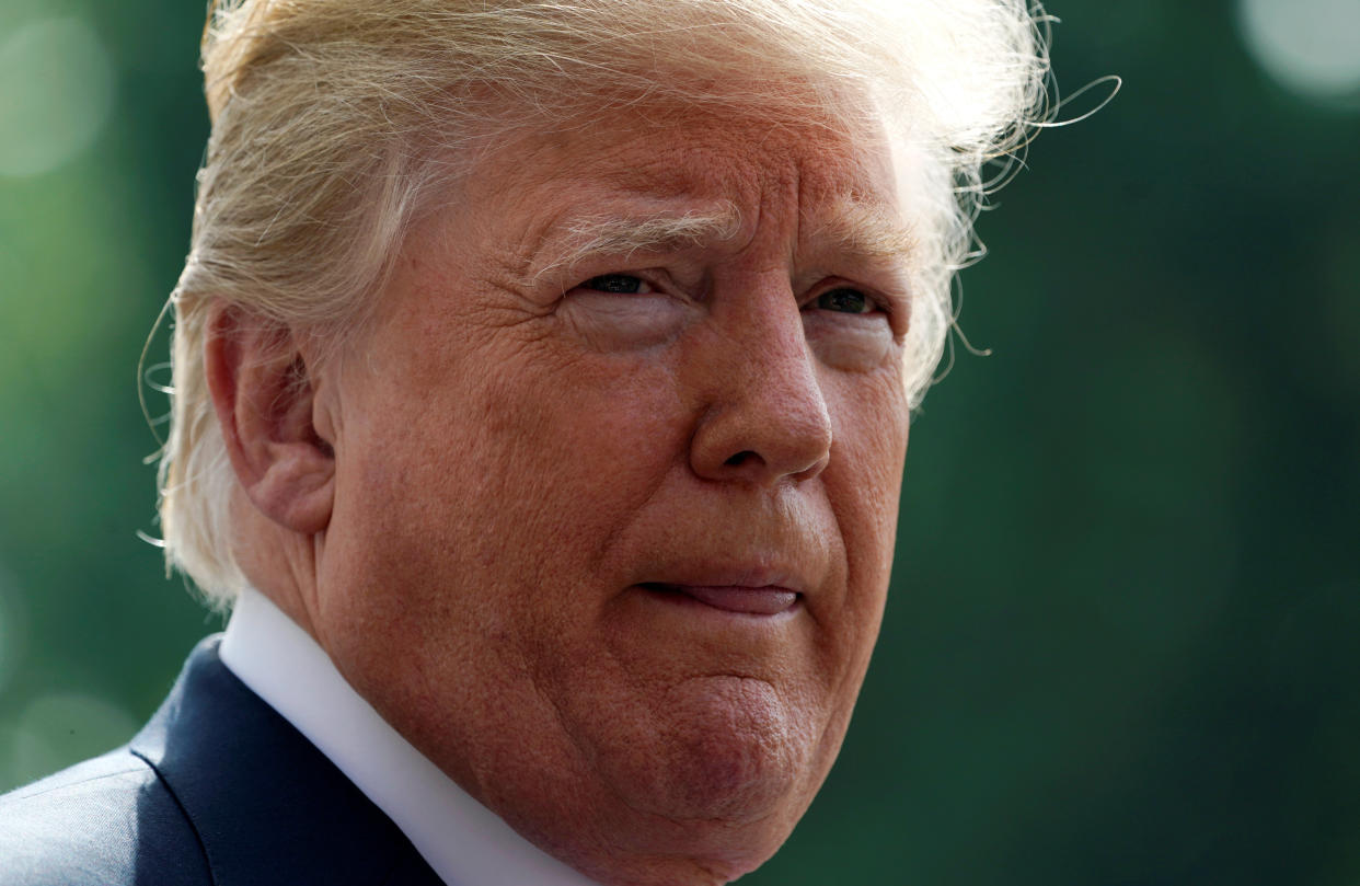 President Donald Trump speaks to reporters from the White House on Aug. 17. (Photo: Kevin Lamarque / Reuters)