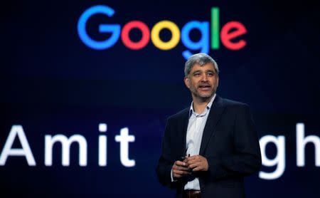 Amit Singh, vice president of Google business operations virtual reality and augmented reality speaks during the Huawei keynote address at CES in Las Vegas, January 5, 2017. REUTERS/Rick Wilking