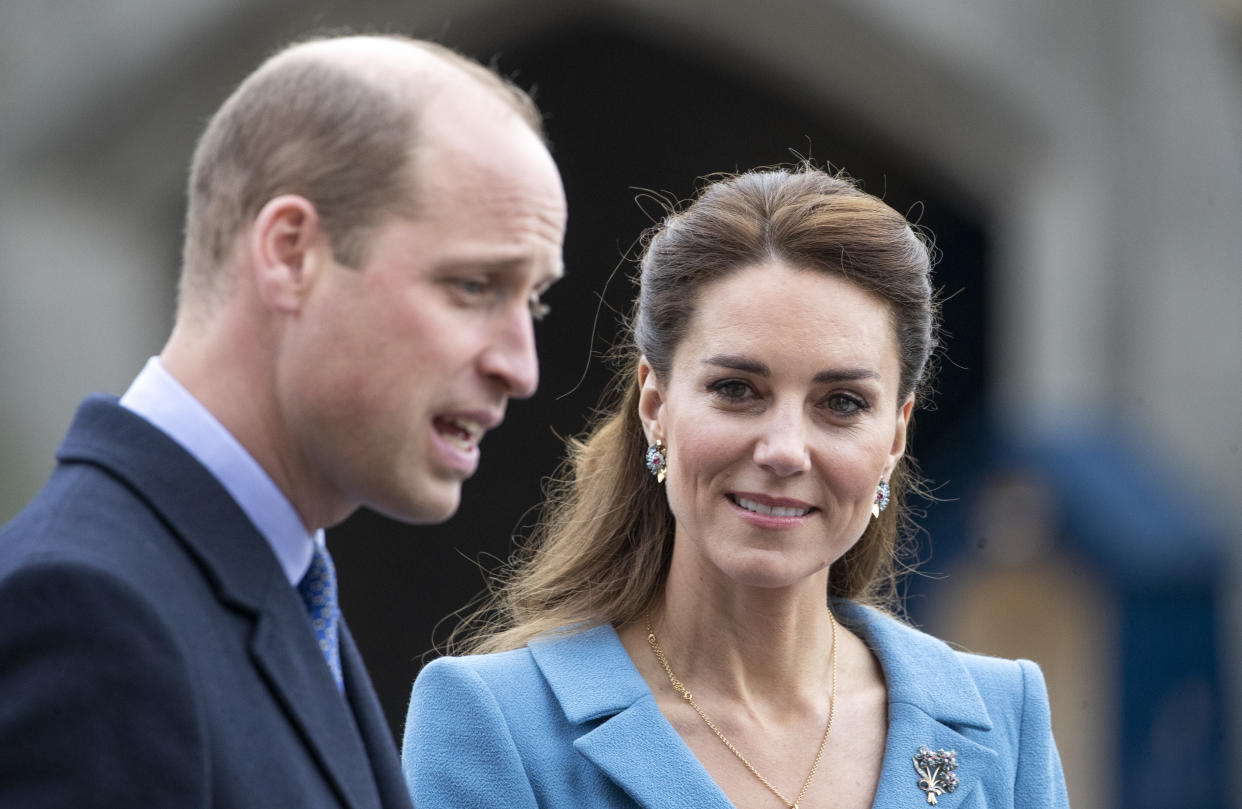 EDINBURGH, SCOTLAND - MAY 27: Prince William, Duke of Cambridge and Catherine, Duchess of Cambridge attend a Beating of the Retreat at the Palace of Holyroodhouse on May 27, 2021 in Edinburgh, Scotland. (Photo by Jane Barlow-WPA Pool/Getty Images)