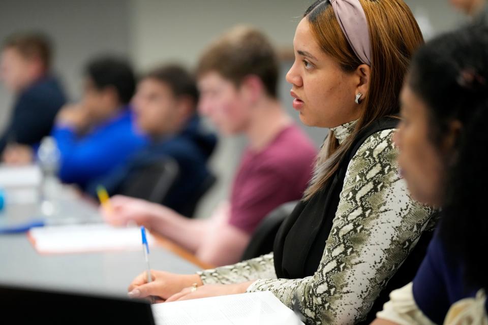 Morenia Acosta is shown during her Analysis for Real Estate Financing in Commercial Banking class, at William Paterson University, in Wayne. Wednesday, February 15, 2023