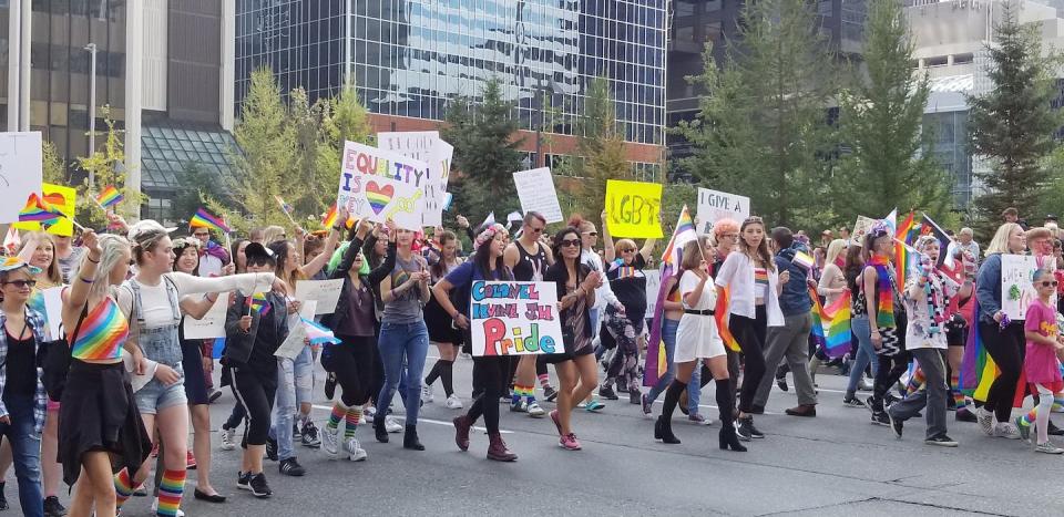 A scene from a Calgary Pride parade. Calgary Pride organizers snubbed members of the UCP in 2022. THE CANADIAN PRESS/Lauren Krugel