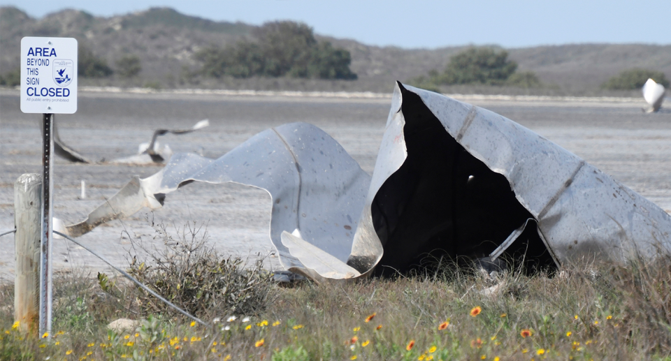 Debris could be seen littered across south Texas following the rocket's failure to land. Source: Reuters