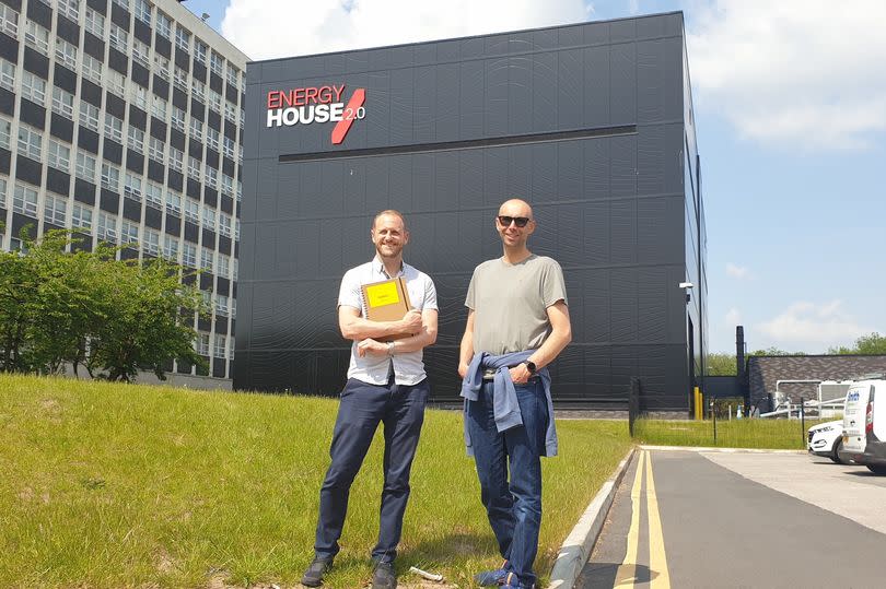 Nusku founders Russell Murchie and Matthew Whitefoot outside the Energy House test facility in Salford