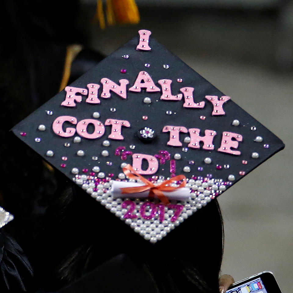 <p>A graduate’s mortar board hat is pictured during a commencement for Medgar Evers College in the Brooklyn borough of New York City, New York, June 8, 2017. (Photo: Carlo Allegri/Reuters) </p>