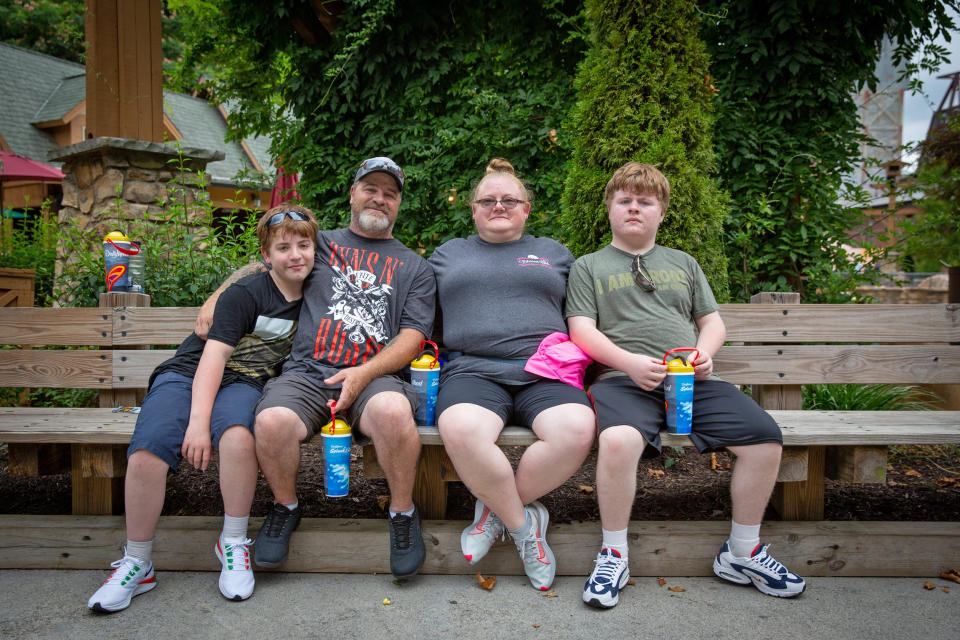 Image: Ashley and Brian Rowland with their sons, Benjamin, 13, and Matthew, 15 (Jessica Tezak / for NBC News)