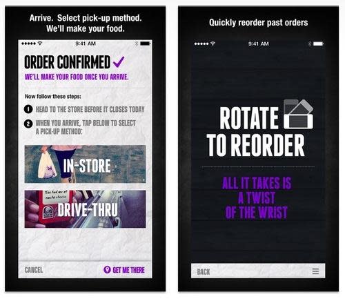 Taco Bell Rotate to Reorder feature