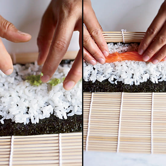 Form the Maki: Add the Wasabi and Filling