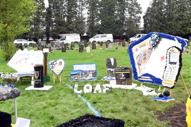 Some of the displays at Jim Coffey's burial on Monday afternoon