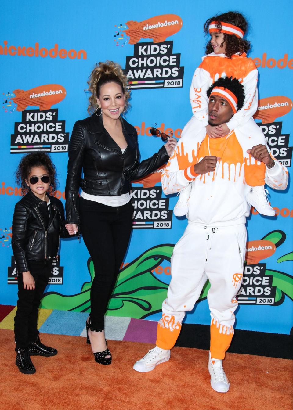 Monroe Cannon, Mariah Carey, Nick Cannon, Moroccan Cannon at the Nickelodeon's 2018 Kids' Choice Awards - Arrivals