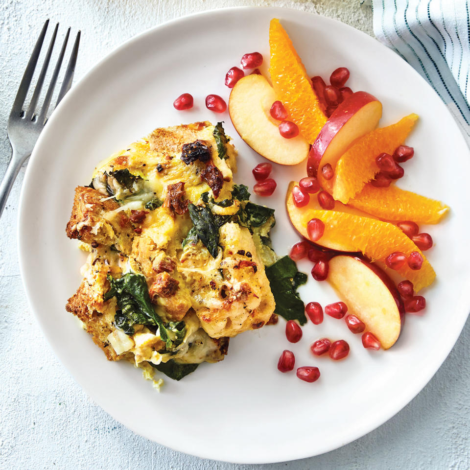 Slow-Cooker Kale & Gruyère Strata with Sun-Dried Tomatoes