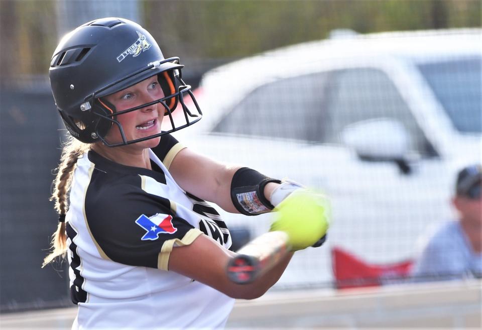 Haskell senior Emma Roewe hits a two-run home run in the fourth inning, snapping a 7-7 tie.