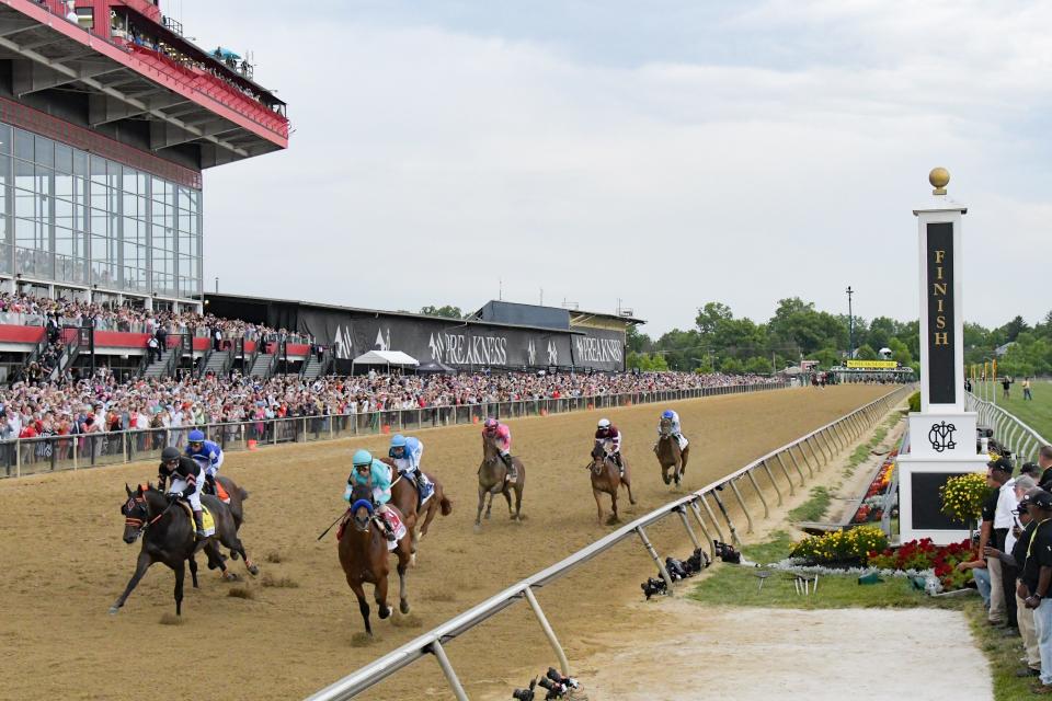 National Treasure with John R. Velazquez up wins the 148th Preakness Stakes at Pimlico Race Course.