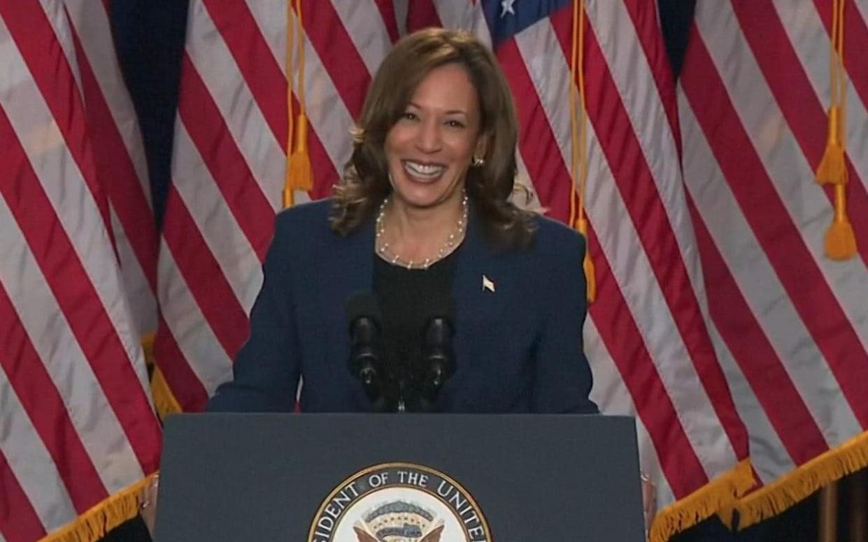 Kamala Harris at her first campaign rally in Milwaukee