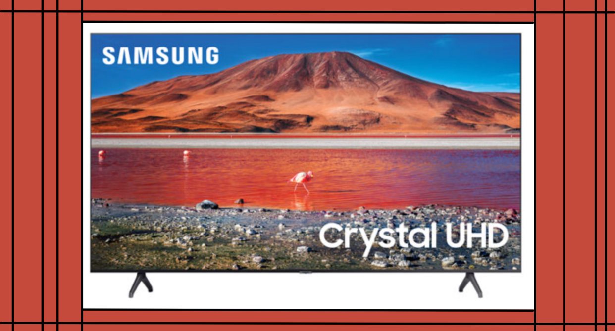 samsung crystal uhd tv on red background, Save $100 on the Samsung 58