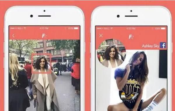 The interface of the supposed app that could recognise people by matching a standard street photo with their Facebook profile. Photo: Facezam.