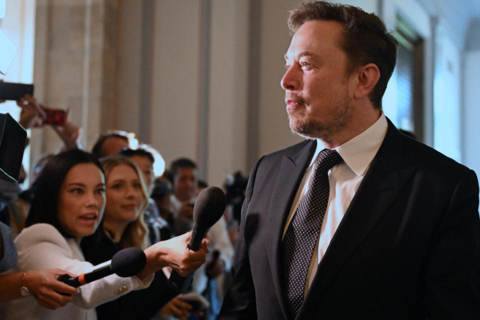 Elon Musk arrives for a Senate bipartisan Artificial Intelligence Insight Forum on Wednesday in Washington, D.C. 