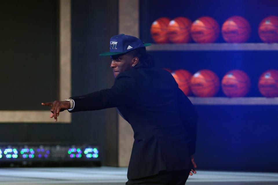 <p>NEW YORK, NY – JUNE 23: Taurean Prince walks on stage after being drafted 12th overall by the Utah Jazz in the first round of the 2016 NBA Draft at the Barclays Center on June 23, 2016 in the Brooklyn borough of New York City. (Photo by Mike Stobe/Getty Images) </p>